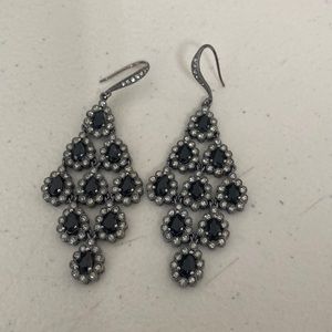 Napier Chandelier earrings, black Rhodium, onyx & black cubic zirconia.